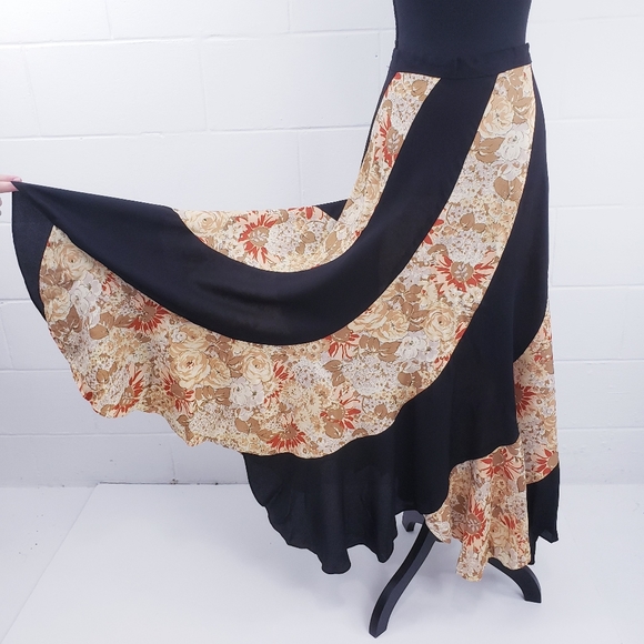 Vintage Floral Pattern Hippie Boho Festival Handmade Maxi Circle Skirt Size 4/6 - Picture 6 of 12